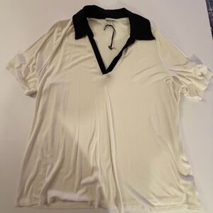 Ava & Viv Cream and Black Ribbed Top